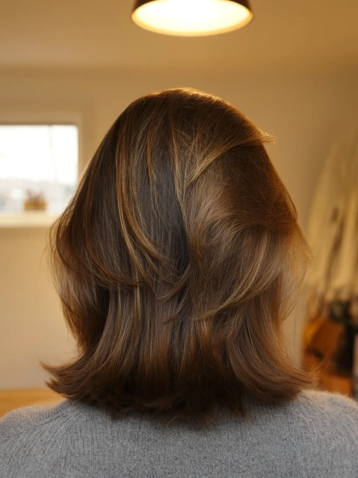 Versatile Shoulder-Length Layered Bob with Highlights